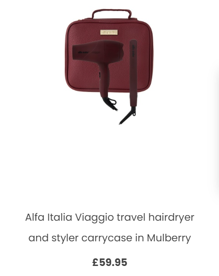 Alfa Italia Viaggio travel hairdryer and styler carry case in Mulberry